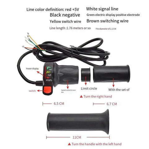 Electric Bike Twist Throttle Grip With 3 Gears Power Display 36V 48V Ergonomic Split Handle Anti Slip Texture For Smooth Acceleration On E Bikes And Scooters