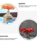 Shutoff Handle Set With Low Flow Resistance Cast Iron Ball Hand Wheels Flat Bottom Design Red Decorative Handles displayed