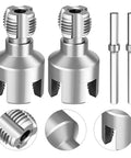 Dual Function PVC Pipe Threading Tool Kit For One Half Inch And Three Quarter Inch Tubes Carbon Steel Internal And External Thread Cutters, two cutters and shanks