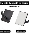 Heavy Duty Self Adhesive Hooks For Wall No Drill Install Peel And Stick Hangers Stainless Steel Strong Load 4 Pack Black