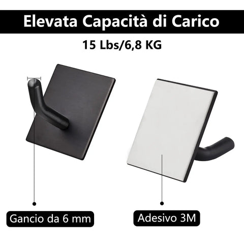 Heavy Duty Self Adhesive Hooks For Wall No Drill Install Peel And Stick Hangers Stainless Steel Strong Load 4 Pack Black