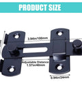 Stainless Steel Barn Door Lock Hardware Set With 180 Degree Flip Sliding Lock Latch in black, dimensions shown.