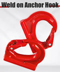 3 Ton Weld On Anchor Hook Set Alloy Steel G80 Built Tough Heavy Duty Lifting Hook For Wrecker Crane Tractor And Rigging 6600 Lbs Working Load 2 Pack Perfect For Slings And Industrial Lifting, red weld-on anchor hook close-up