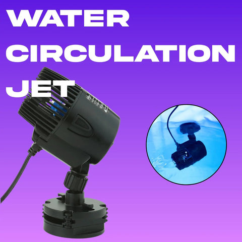 High Flow Water Circulation Pump For Ice Pod And Long Pod Keeps Cold Plunge Water Extra Cold With 2600 GPH, shown in pool.
