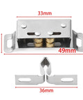 20 Piece Double Roller Cabinet Catch Set Stainless Steel With Spring Tension For Cupboard Kitchen Doors Easy Install