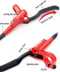 Shred Ready Mountain Bike Hydraulic Disc Brake Kit For Gnarly Trail Riding featuring red dual piston levers and ergonomic grips.