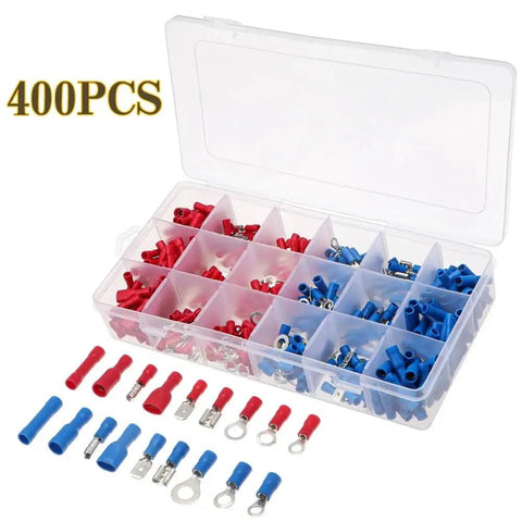 A Slick Set Of 400 Assorted Insulated Fork Wire Spade Terminals With Crimping Rings For Tough Car Wiring Jobs And General Electrical Gadgets That Keep Everything Connected Smooth. 400pc insulated fork and ring terminals in a plastic organizer box