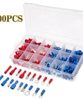 Assort 400 Pcs Insulated Fork Spade Crimp Terminals Connectors Mixed U Type Wire Lugs For Auto Car Electrical Wiring Projects And Repairs, 400 pcs box