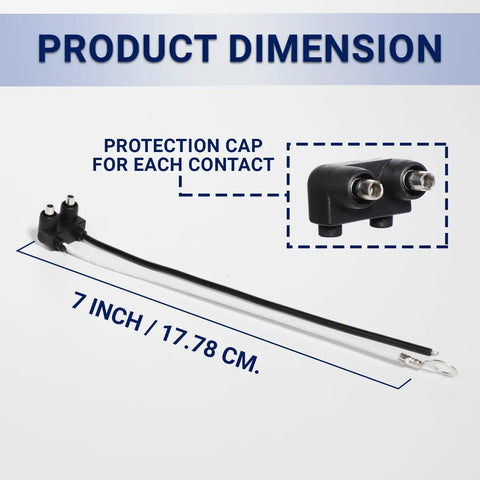 2 Prong Pigtail Wire Plug Pack For Truck Trailer RV Lighting Fits 2 Inch And 2.5 Inch Side Marker And Clearance Lights Sealed Wiring Connectors 10 Pcs, showing 7-inch connectors with protection caps