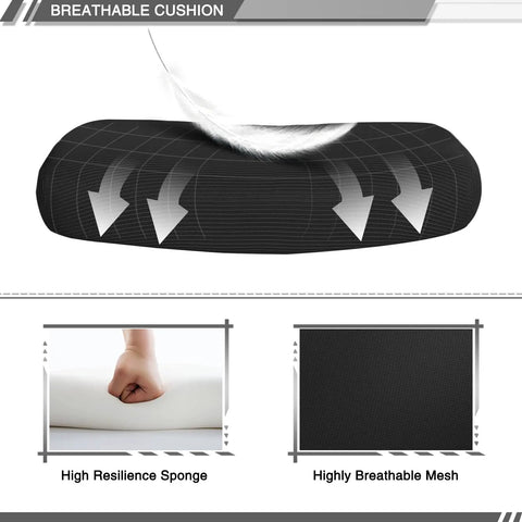 Breathable cushion with high resilience sponge and mesh details for Mesh Ergonomic Office Chair With Footrest Headrest And Adjustable Backrest 90 To 135 Degrees 360 Degree Swivel Wheels Breathable Mesh Lumbar Support All Day Comfy For Home Office Computer Desk Chair.