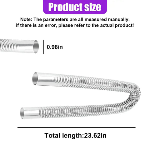 Stainless Steel Exhaust Hose 23.6 Inches Flexible Diesel Heater Exhaust Pipe With 1 Inch ID And Hose Clamp, 60cm Length