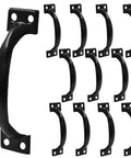 12 Pack Dope Black 4 Inch Bow Gate Pull Handles for Doors and Cabinets Vintage Screen Door Pulls Curved Cupboard Handles