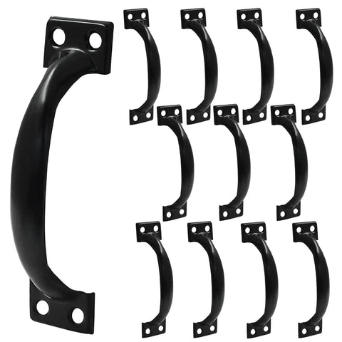 12 Pack Dope Black 4 Inch Bow Gate Pull Handles for Doors and Cabinets Vintage Screen Door Pulls Curved Cupboard Handles