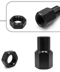 Trail Ready Heavy Duty 7/8 By 18 Jam Nut Kit with Left And Right Weld Bung Adapters for Four Link Suspension Rod Ends showcasing black nuts.