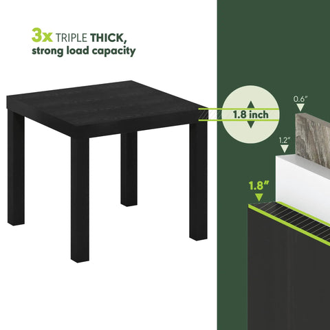 Classic Homey Square Parsons Side End Table In Black 1 Pack Minimalist Square End Table With 1.8 Inch Thick Top for durability