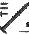 2 Inch Lag Screws Set For Outdoor Wood Projects, 57 Pieces, Black Carbon Steel, Rust Resistant Epoxy Coated, T30 Torx Bit Included