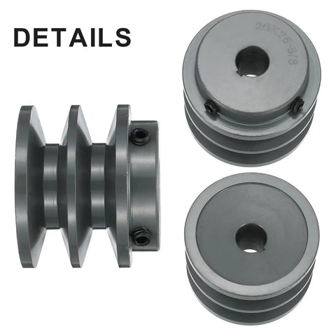 Beefy V Belt Sheave 5 Eighths Bore 2.65 Inch Outer Diameter Double Groove Web Pulley Cast Iron for 3L or B Belts Bored to Size with Standard Keyways and Hollow Head Set Screws Durable Wear Resistant Gear Accessory., cast iron double groove pulley with keyway and set screws