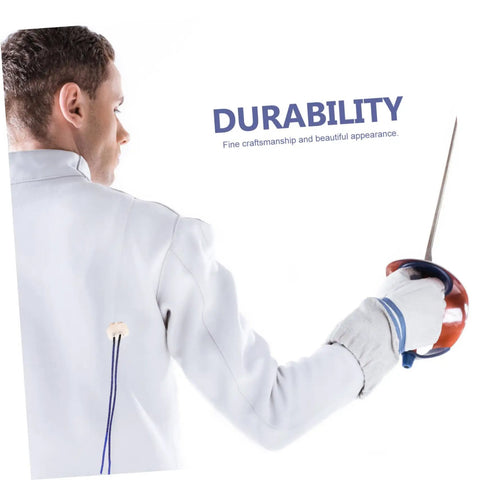 Epee Body Cord Cable For Fencing Durable And Pro Grade With Impact Resistant Design in use by fencer in white jacket