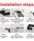 Installation steps for complete 5 piece bathroom hardware set built from SUS304 stainless steel in brushed nickel.