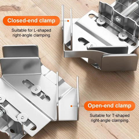 Pro Grade Stainless Steel Right Angle Clamp Set For Woodworking 90 Degree Corner Clamp with closed and open-end clamps