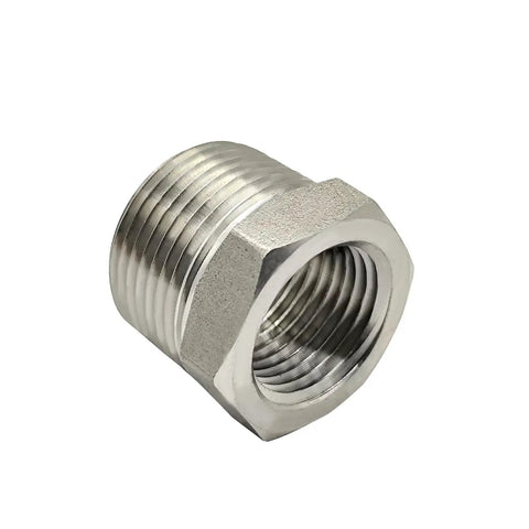 304 Stainless Steel Reducer Bushing Set Three Quarter Inch Male To Half Inch NPT Hex Style Plumbing Adapters Reducing Fittings 3 Piece Pro Grade Durable Corrosion Resistant Tight Seals Easy Install, single fitting
