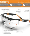 OTG Safety Glasses Over Glasses With Dual Anti Fog Coating And UV Protection, Scratch Resistant Z87.1 Certified PPE Eyewear