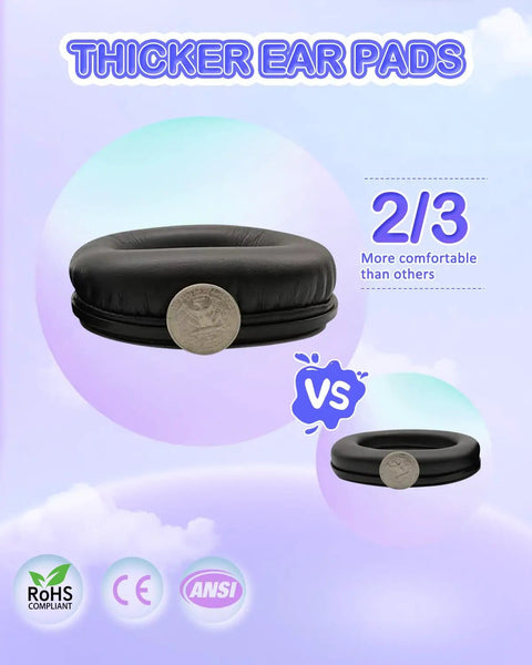 Kids Ear Protection Earmuffs 2 Pack For Sensory Issues Adjustable Noise Reduction Muffs showing thicker ear pads for comfort