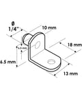 Flat Out Strong 1/4 Inch L Shaped Shelf Support Pins With Hole In Sleek Brass Finish For Cabinets And Bookshelves Heavy Duty Woodworking Pegs 25 Pack detailed dimensions diagram.