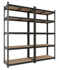 Heavy Duty 2000 Lb 5 Tier Metal Garage Shelving Unit With Wood Shelves, 72 Inch H, 36 Inch W, 16 Inch D, adjustable utility rack, black