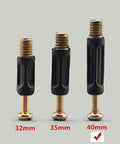 Heavy Duty Furniture Cam Lock Fasteners 100 Piece Set 6mm Male Thread 40mm Long, showing 32mm, 35mm, and 40mm lengths.