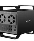 Hella Fast Badass 4 Bay External Hard Drive Enclosure For 3.5 and 2.5 Inch Sata Hdd Ssd With 10Gbps Usb C Support Up To 88Tb Capacity And Smart Cooling Fans Premium Aluminum Shell For Reliable Desktop Backup Station rear view showing ports and fans