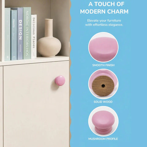 Six Pack Round Wooden Cabinet Knobs In Crisp White With Trimmable Screws For Zero Fuss Dresser And Closet Swaps That Straight Up Deliver The Goods And Keep Things Looking Sharp. Wooden cabinet knob on storage unit.