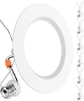 Six Pack 6 Inch Retrofit Led Recessed Downlights Offering Five Cct Options with a sleek white finish and adjustable features.