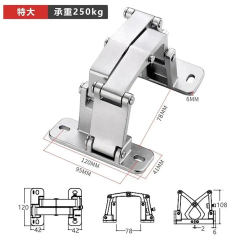 Heavy Duty Hidden Door Hinge Built Tough For Fire Hydrant Boxes And Pipe Wells Rock Solid 304 Stainless Steel Hardware Supporting Two Hundred Fifty Kilograms, detailed design with measurements.