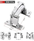 Rock Solid Heavy Duty Invisible Pivot Hinge For Thick Hidden Doors Fire Hydrant Boxes And Pipe Wells Featuring Dang Sturdy 304 Steel Construction Supporting A Whopping 250Kg Load Capacity, metallic finish with measurements.