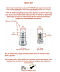 Diagram showing 1/4 inch ISO 7241-B hydraulic couplings with dimensions and measurement guidelines.