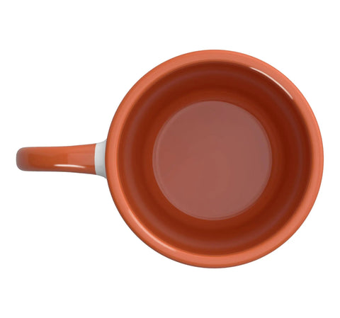 Top view of Dragon Boat Racing Ceramic Mug Orange and White Festival Design for Fans and Athletes Dope Gift for Crew Members and Dragon Boat Enthusiasts Coffee Tea Cup.