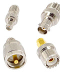 20-Piece UHF Adapter Master Kit PL259 SO239 To SMA BNC MCX FME F TNC Mini-UHF Connectors on white background