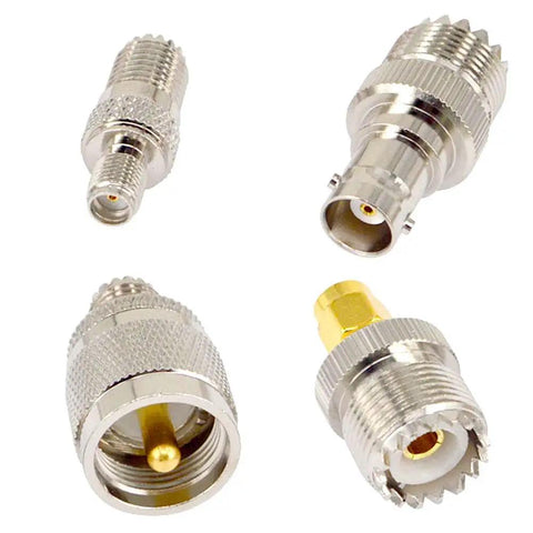 20-Piece UHF Adapter Master Kit PL259 SO239 To SMA BNC MCX FME F TNC Mini-UHF Connectors on white background