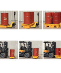 Spill Containment Pallet for Oil Drums with Leak Proof Nestable Tray and Anti Slip Polyethylene Platform, 130x130x30 cm in use