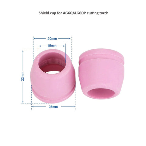 AG60P Plasma Cutter Consumable Kit With Electrodes, Tips, Shields, Cups And Brackets, pink shield cup dimensions