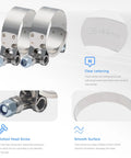 Two Pack 1.25 Inch T Bolt Stainless Steel Hose Clamps 304 Grade Durable Clamp Kit With 36 To 44 Mm Working Range Fits 1.25 Inch Inner Diameter Hoses Ideal For Automotive Marine Industrial Use