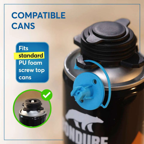 Pro Spray Foam Gun With PTFE Coated Chamber And Adjustable Flow Dial For Slick Use Ergonomic Grip Plus Eight Inch Extended Barrel Universal Screw Adapter Gonna Get Your Insulation Work Done Quick With Zero Clogs Daily, compatible with standard PU foam cans.