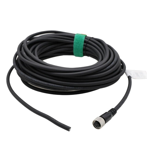 Beefy M12 A Coded 4 Pin Female Shielded Cable For Actuator Sensor Encoder Open Wire Lead Built For Industrial Automation DeviceNet CANopen IO Link Profibus Fieldbus 15 Meter Length For Vision Systems And Machinery coiled with connector close-up