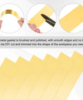 Close-up of Brass Shim Strip Set 6 Inch Length 1 Inch Wide Handy DIY Brass Sheet Stock With Assorted Thickness for crafting.
