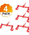 4 Pack 1/2 To 5/8 Inch Ratchet Binders For Heavy Duty Load Securement, Ratchet Style Chain Binders With Grab Hooks, Grade 80