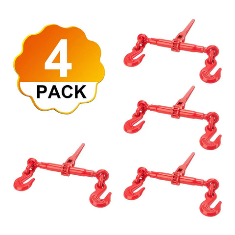 4 Pack 1/2 To 5/8 Inch Ratchet Binders For Heavy Duty Load Securement, Ratchet Style Chain Binders With Grab Hooks, Grade 80