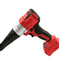 Cordless Rivet Gun For Milwaukee 18V Battery Compatibility Tool Only No Battery Included, red and black tool-only rivet gun angled side view