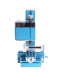 Knockout Mini Metal Lathe And Milling Machine For Tabletop Diy Shops features a compact blue design for turning and drilling soft metals and wood.