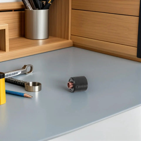 Ultimate Plasma Cutter Start Cartridge Replacement For Thermal Cutting Torch on a desk, showcasing heat-resistant material and compact design.
